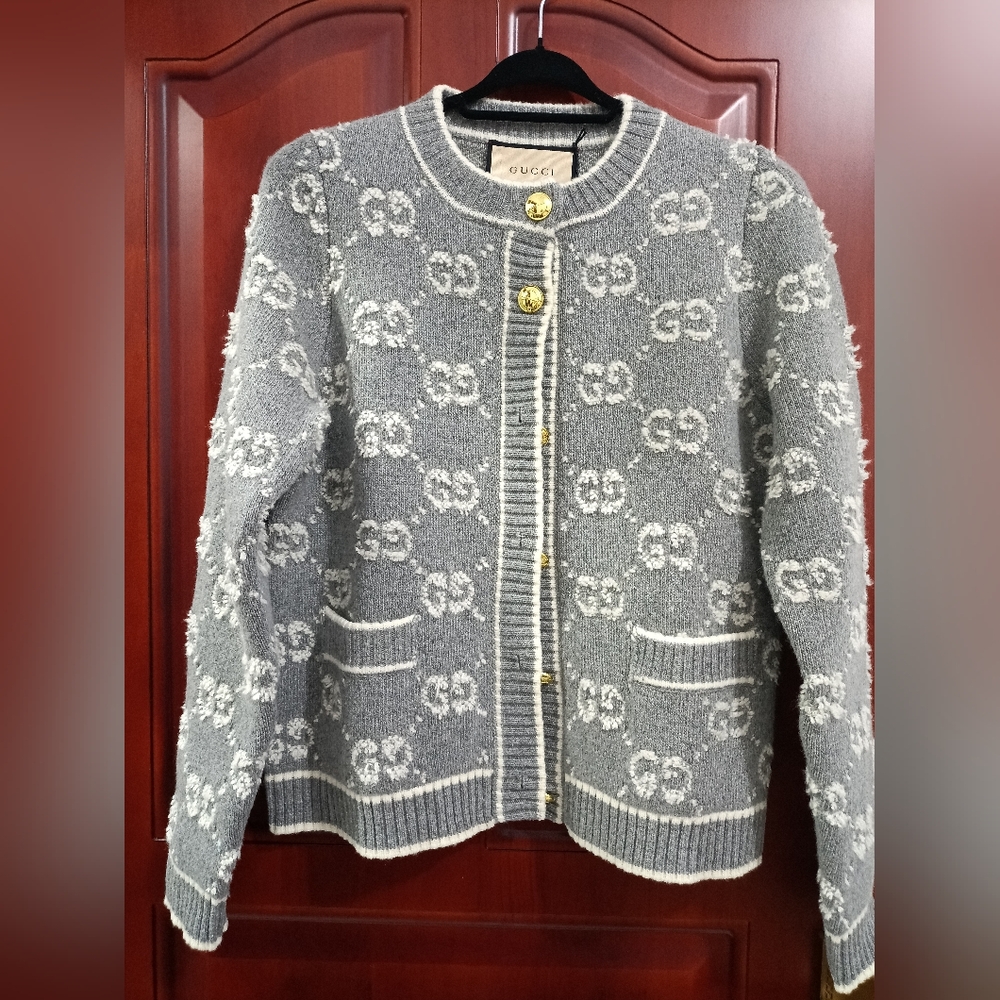 Gucci Gray Crew Neck Cardigan
